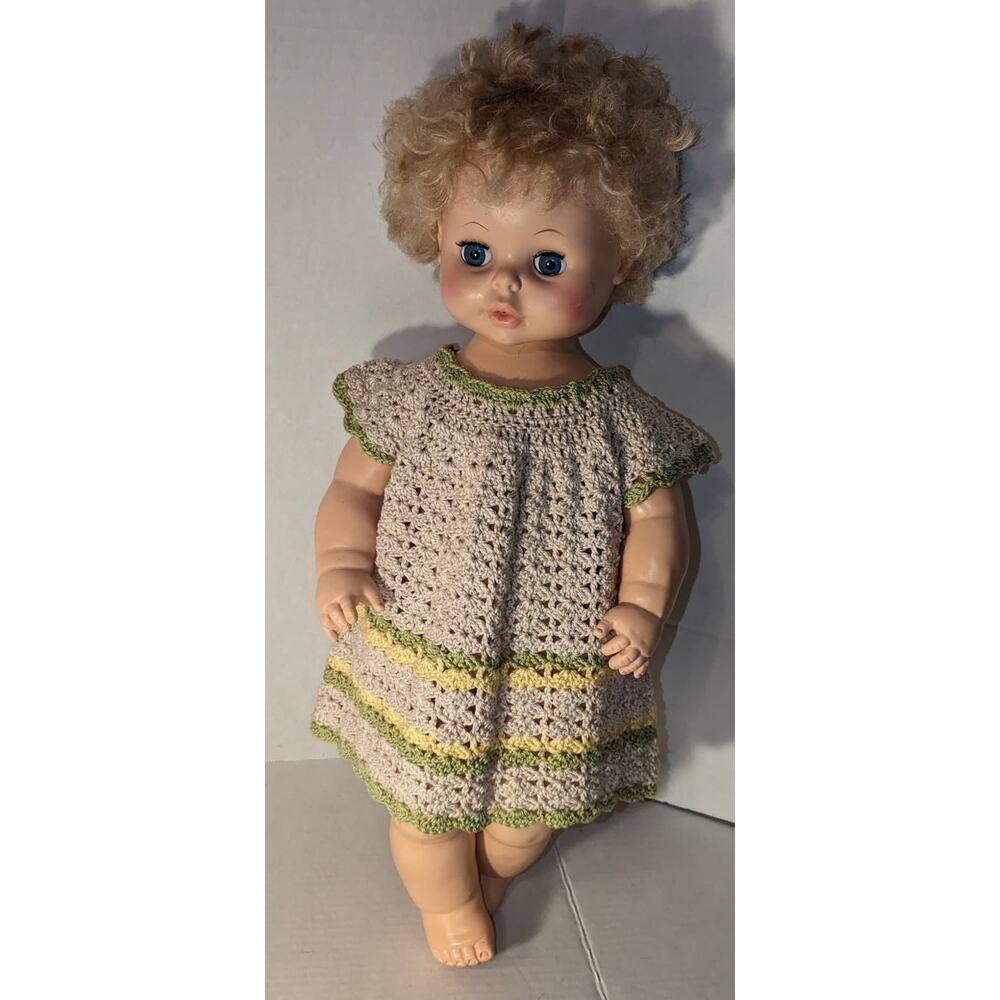 Vintage 1978 21" Vinyl EEGEE Softina Baby Doll Dress 23 S F Wet Dry Rubber Body
